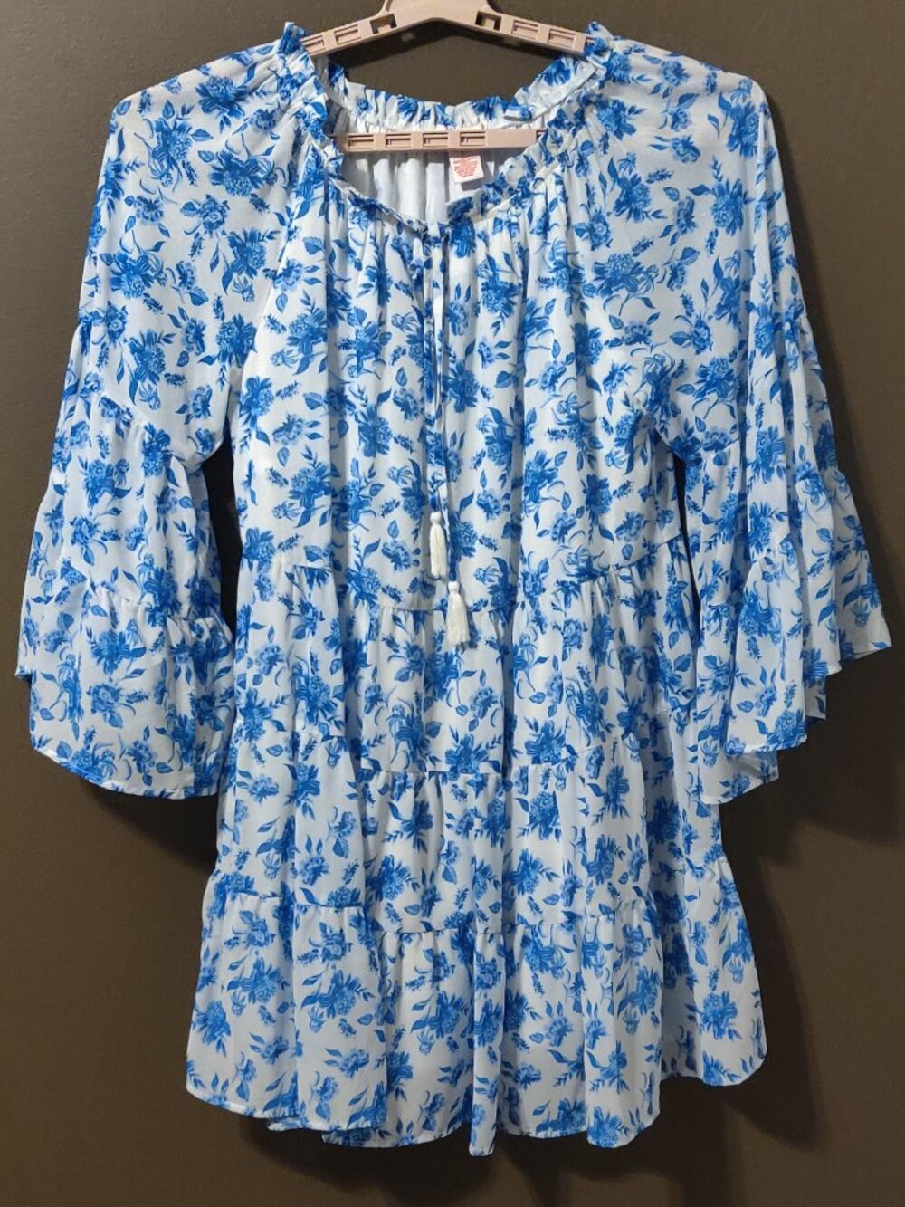 Flying Tomato Floral Tiered Bat Wing Sleeve Dress Size Large